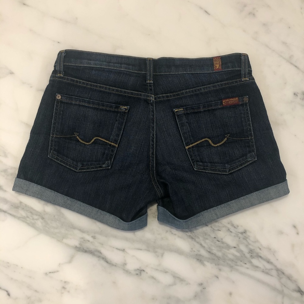 7 for all mankind cuff denim shorts
